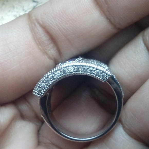 925, 2.48ctw Genuine Blue Sapphire & White Topaz Ring. FIRM. - Picture 9 of 17